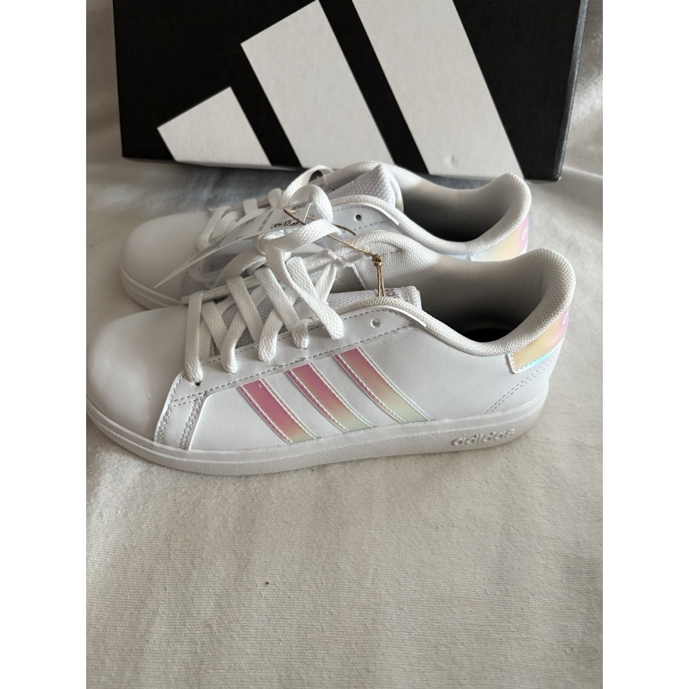 NEW ADIDAS Grand Court 2.0 Shoes Kids Size 4 White & Iridescent GY2326 Adidas - Picture 4 of 10